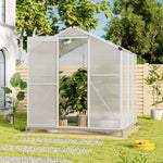 6 x 6/10 FT Silver Aluminium Hobby Greenhouse With Base And Openable Window | Small | Clear