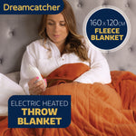 Deluxe Electric Throw Heated Double Over Blanket Soft Fleece  9 Heat & 12 Timer Settings | L | Terracotta