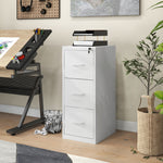 3 Drawer Filing Cabinet Steel File Cabinet For A4 | Medium | White
