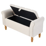 Breeins Linen Upholstered Storage Bench With Armrests