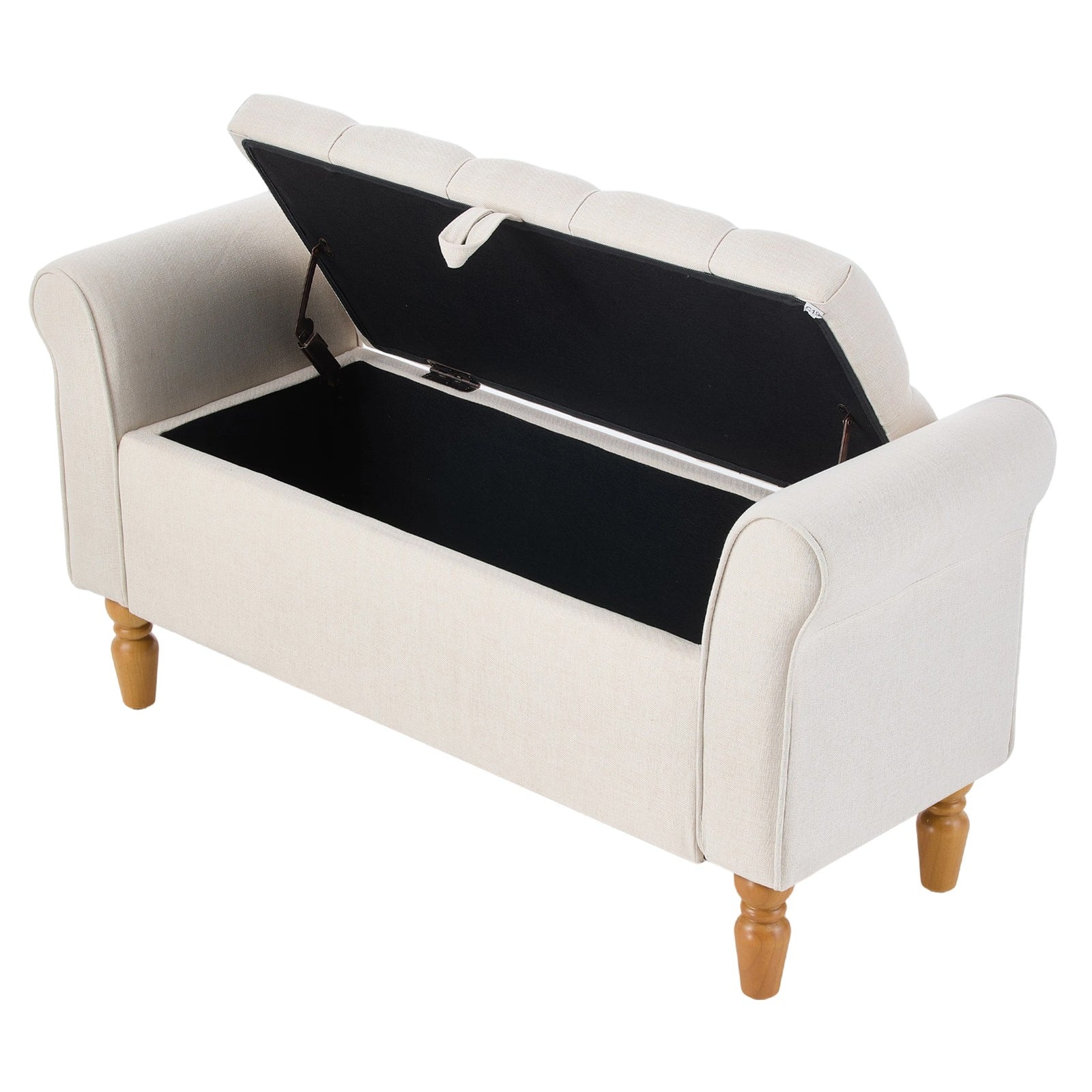 Breeins Linen Upholstered Storage Bench With Armrests