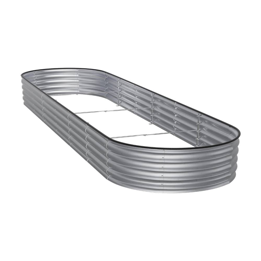 Garden Bed Oval-shaped Galvanized Steel Raised  Galvanized Planter Box Garden Planter With Metal | Large | Galvanized Silver