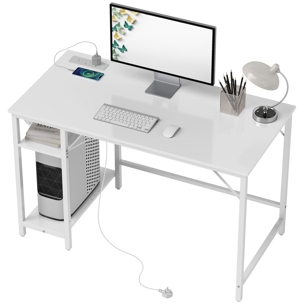 HOMCOM 120 X 60 Cm Home Office Desk Reversible Study Table For Bedroom White