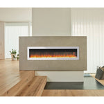 50-inch White Electric Fireplace, Wall Mounted/recessed Heater With 12-colour Flame & Freestanding Legs