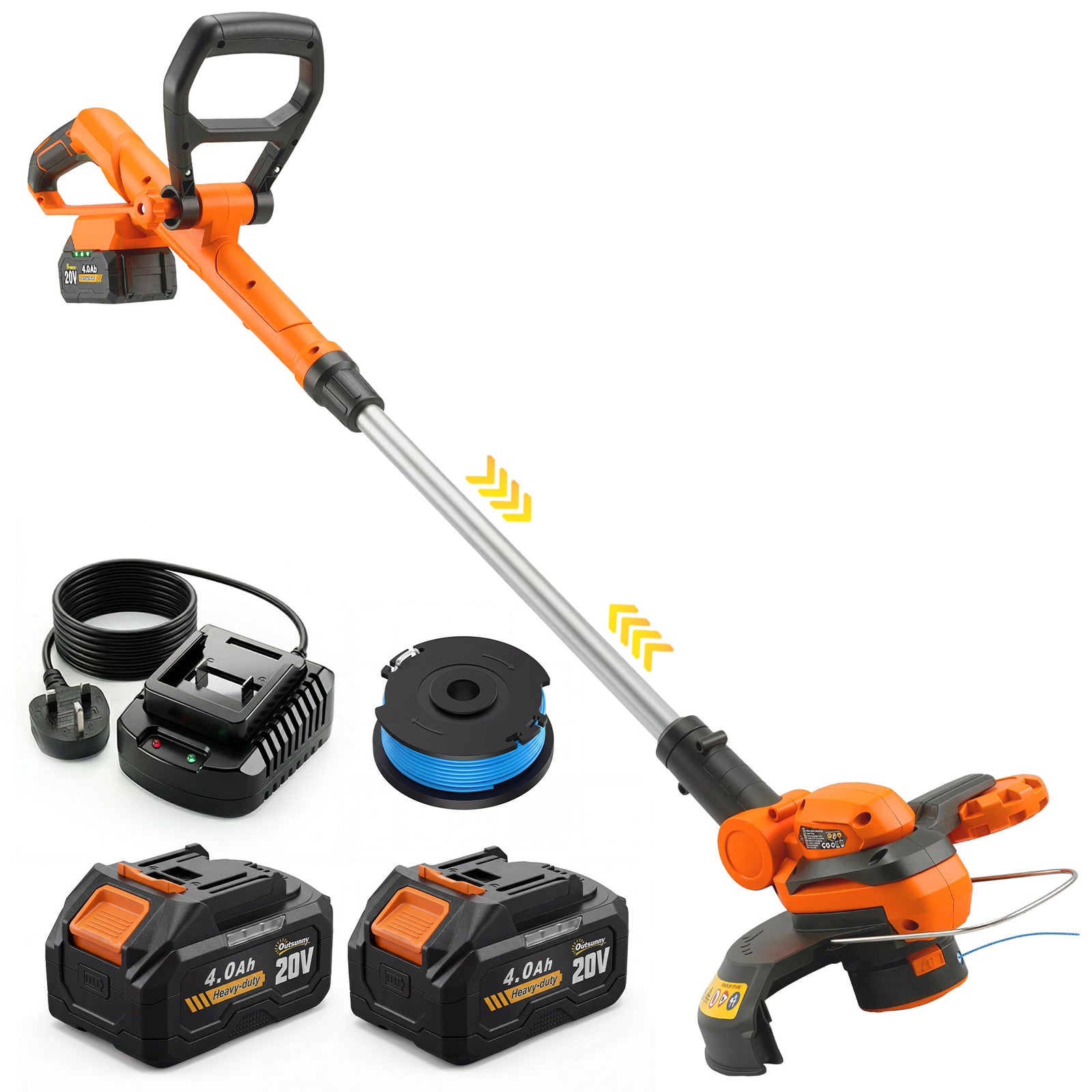 Outsunny Cordless Strimmer With 2 X 4.0ah Lithium Batteries & Charger