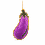 Marshalls Garden Zari Hand-embroidered Aubergine Christmas Ornament