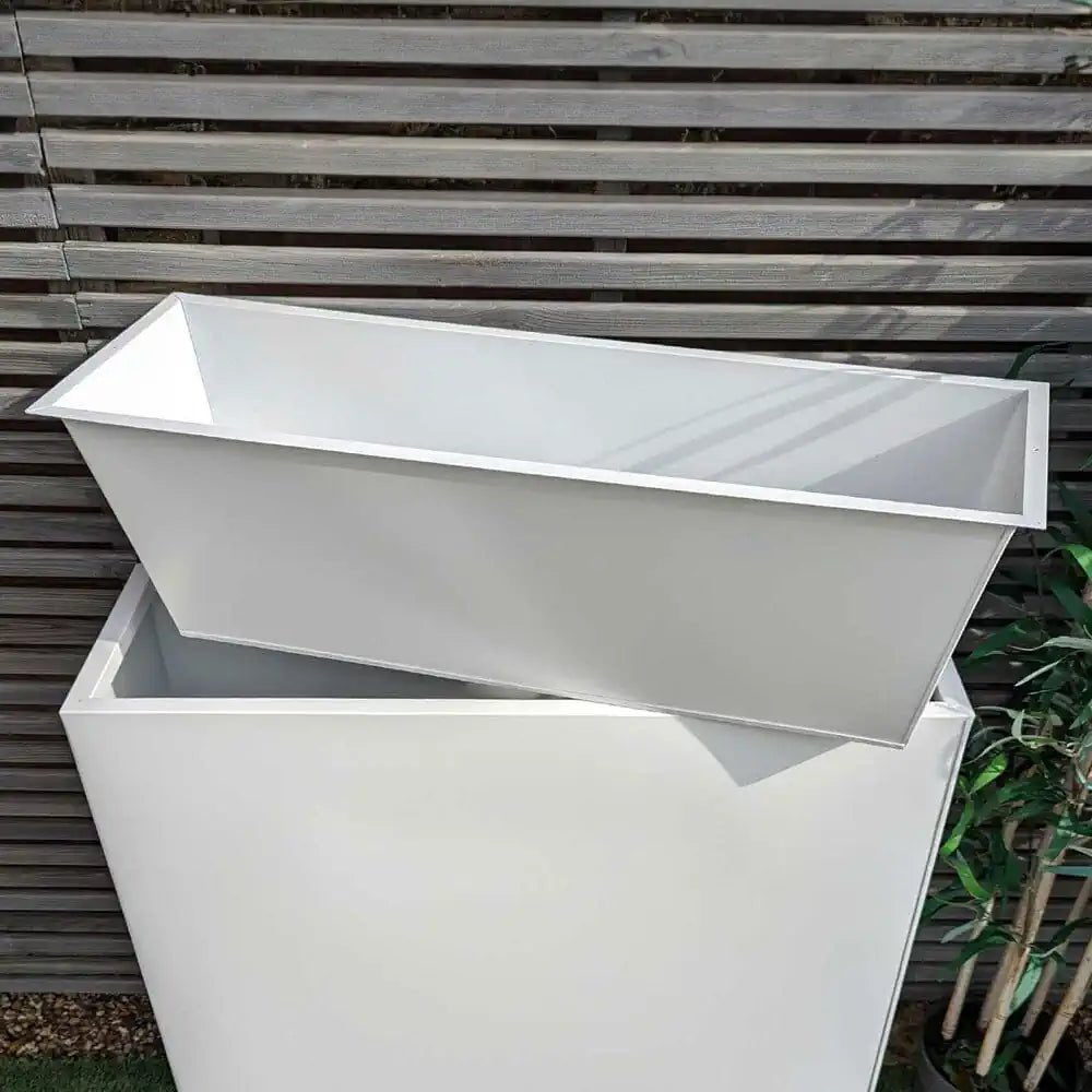 Long Zinc Galvanised Tall Trough Planter | 80cm x 25cm x 60cm | White