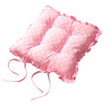 HOMESCAPES Reversible Pink Frilled Cushion Seat Pad With Ties Cup Cakes