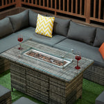 The Tarporley Grey 9 Seat Corner Firepit Rattan Dining Set