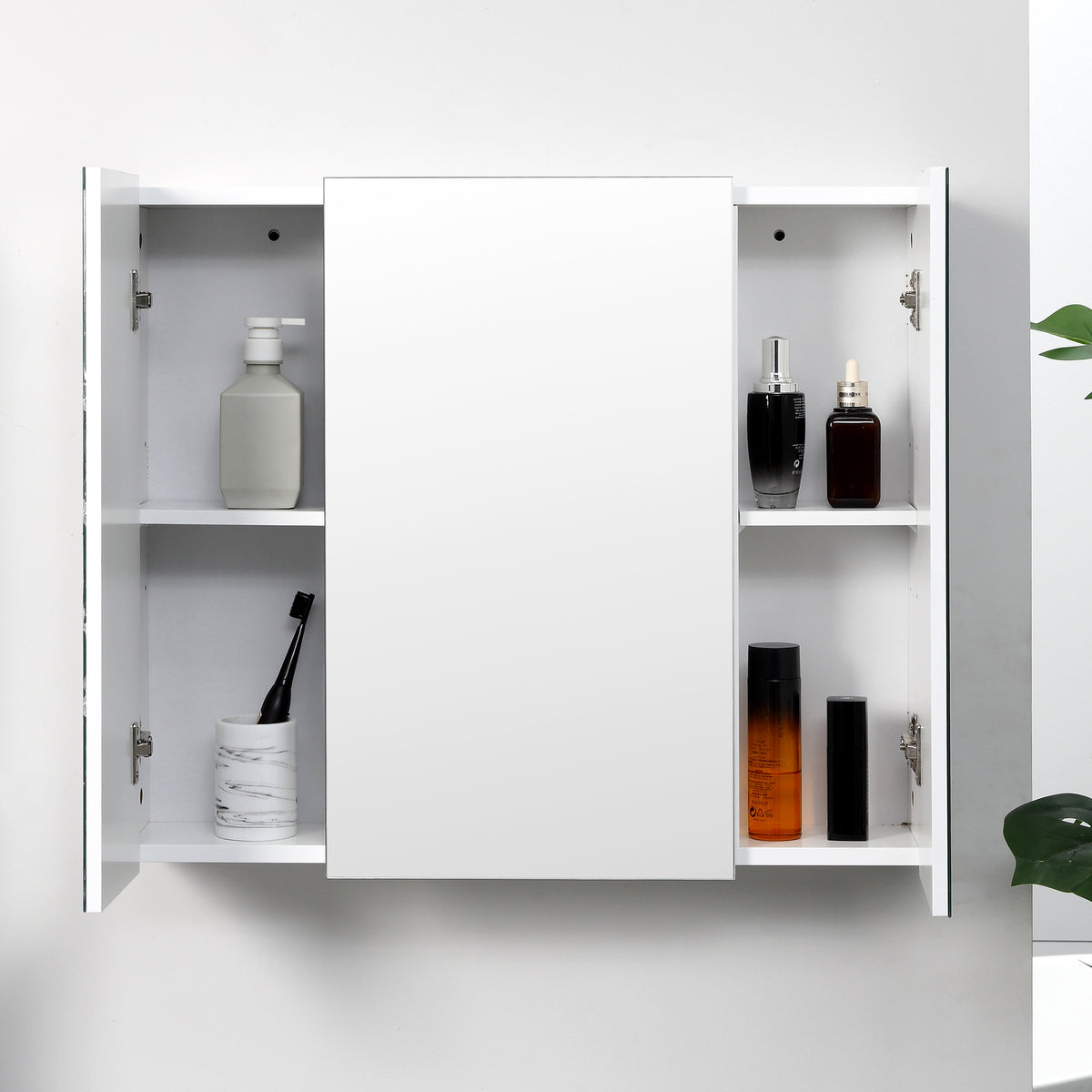 kleankin Bathroom Mirror Cabinet Wall Mount Storage Organiser W/ Door, White