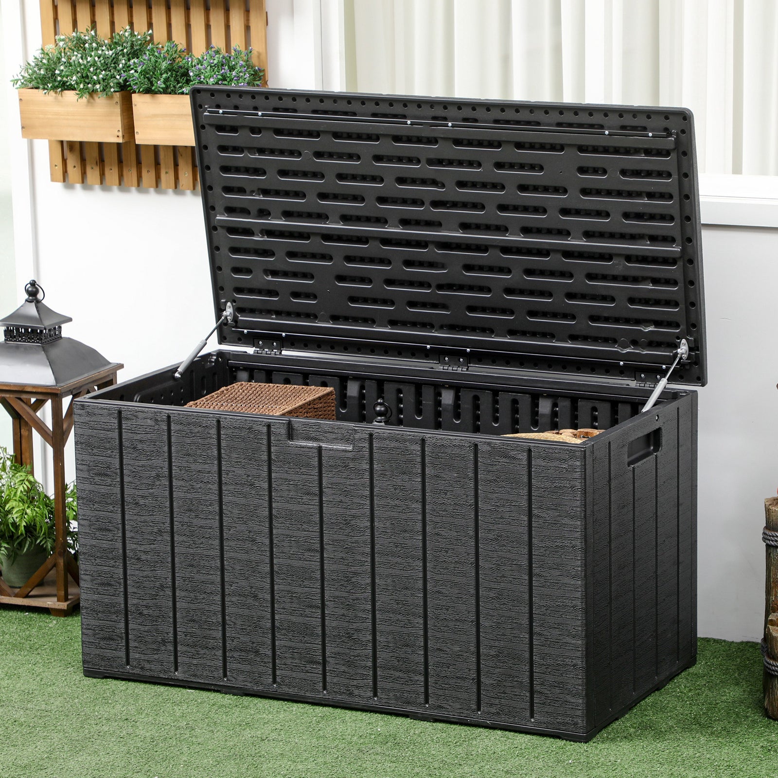 336 Litre Rolling Outdoor Garden Storage Box, Plastic