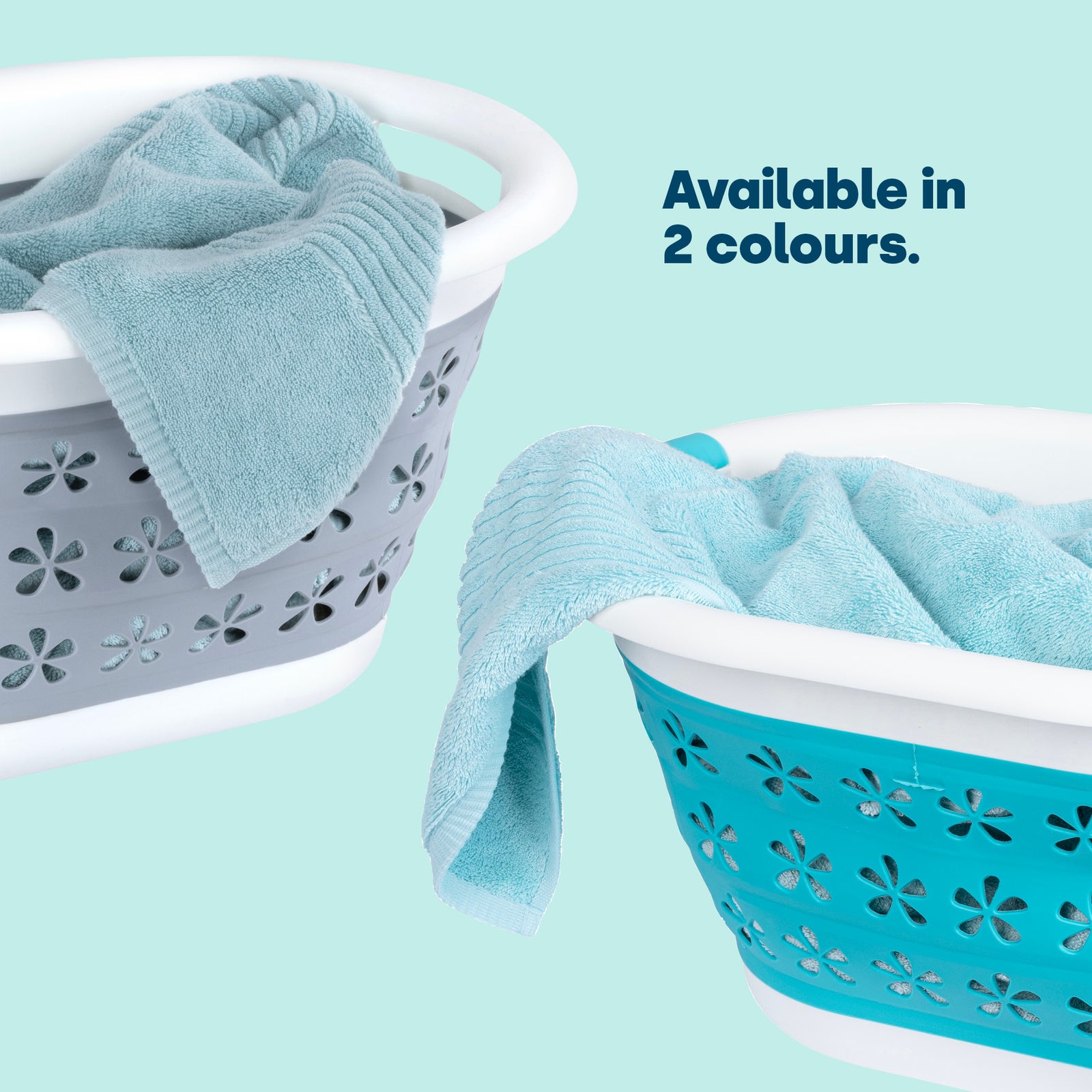 Floral Foldaway Laundry Basket - Grey