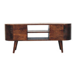 Solid Wood California Walnut Rounded Entertainment Unit