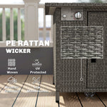 Rattan Gas Fire Pit Table With Rain Cover, Wind Guard, 14.5 Kw | Dark Grey