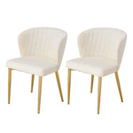 Breeins Set Of 2 Modern Velvet Dining Chairs With Gold Metal Legs