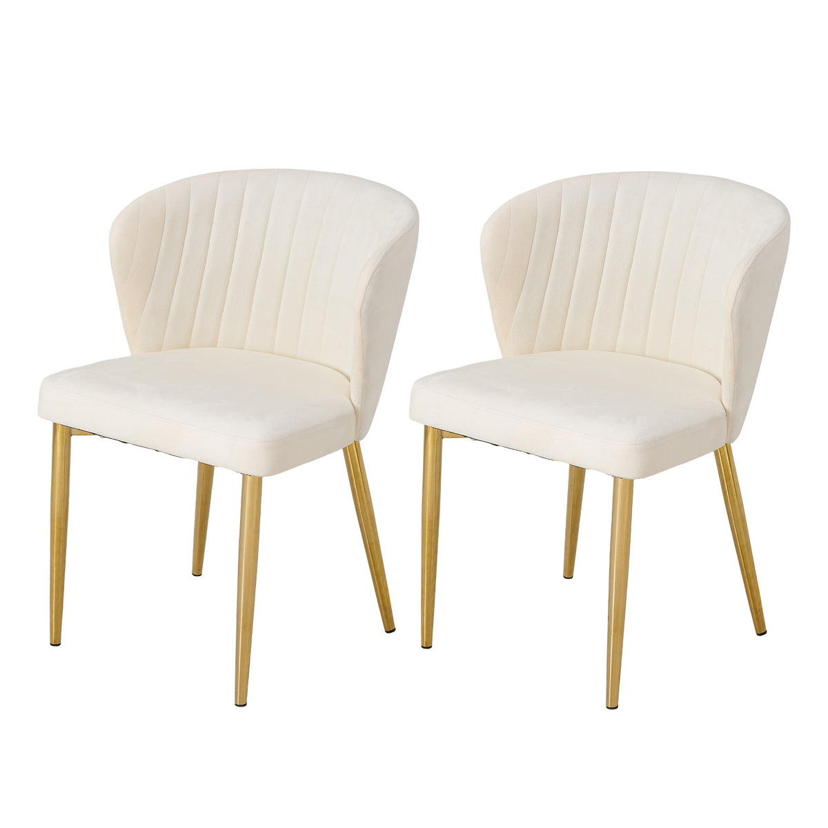 Breeins Set Of 2 Modern Velvet Dining Chairs With Gold Metal Legs