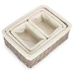 Set Of 4 Wicker Grey Wash Lined Storage Tray