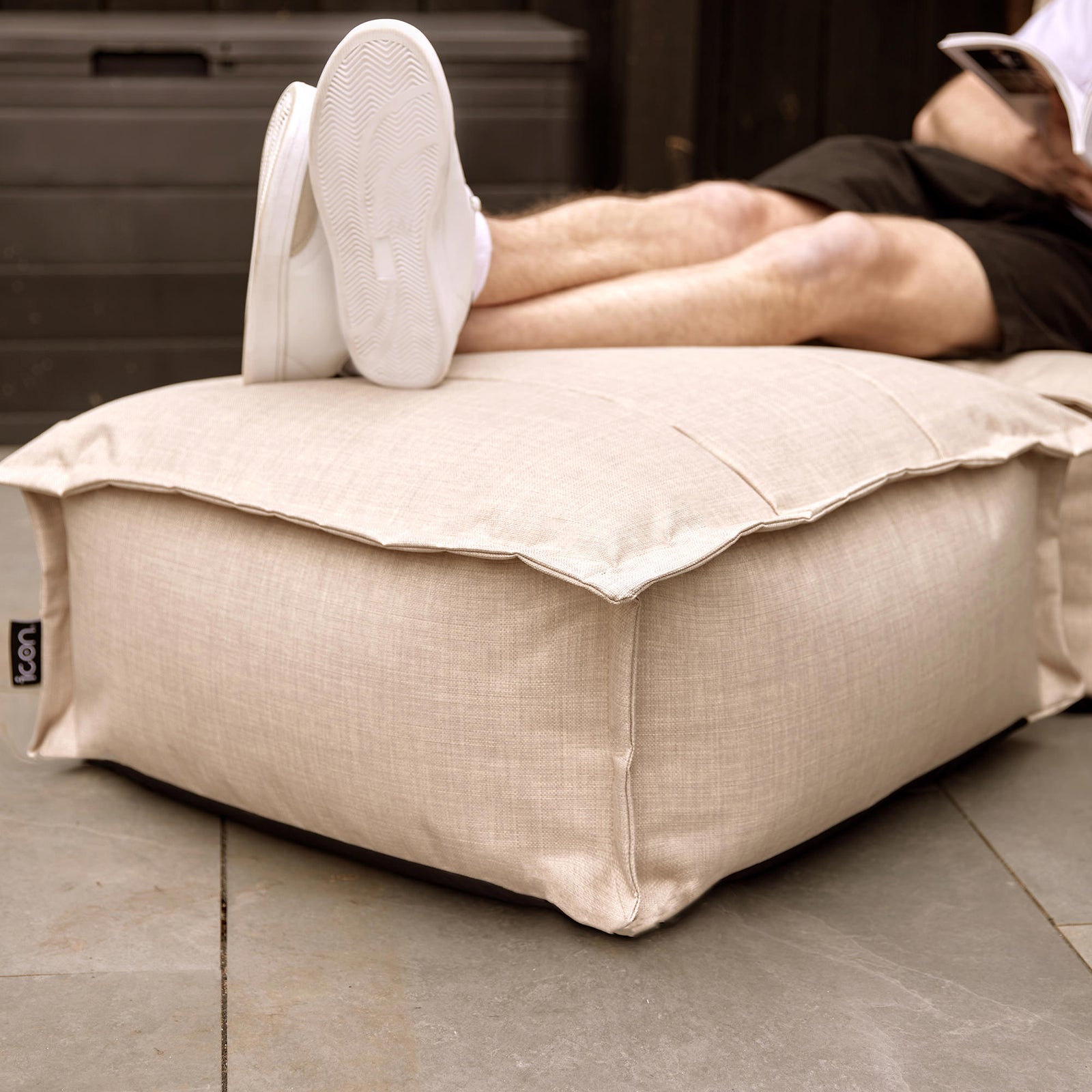 Dolce Indoor Outdoor Pouffe Footstool Bean Bags, Natural