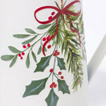 White Christmas Holly & Mistletoe Decorative Vase