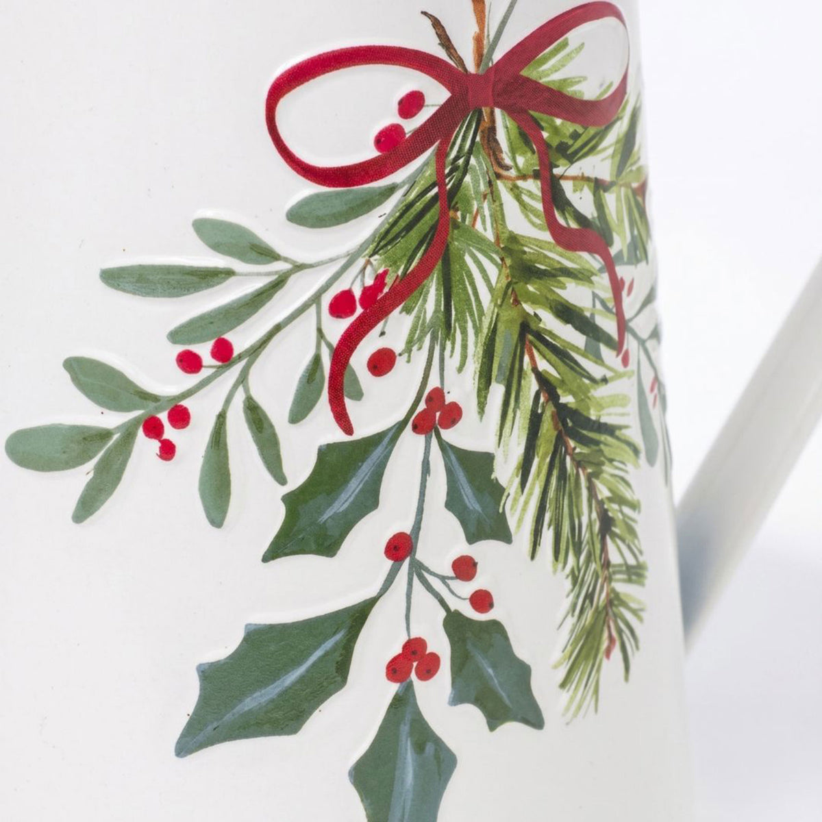 White Christmas Holly & Mistletoe Decorative Vase