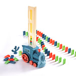 Blue Creative Automatic Domino Laying Train Toy With Light For Children