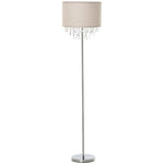 HOMCOM Steel Floor Lamp With Crystal Pendant Steel Base Cream