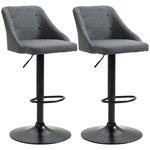 Swivel Adjustable Fabric Bar Stools Set Of 2