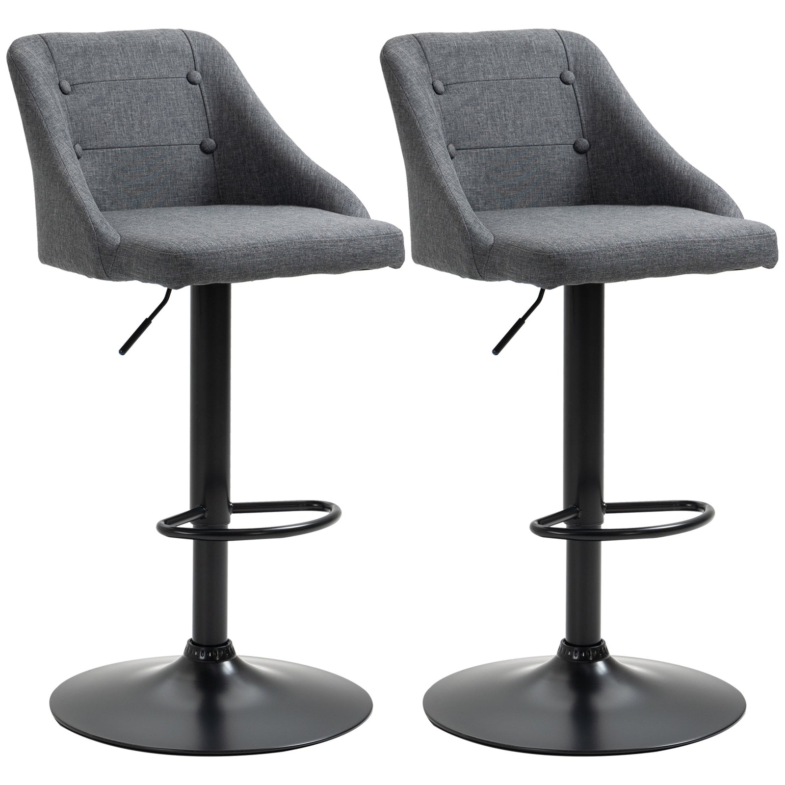 Swivel Adjustable Fabric Bar Stools Set Of 2