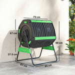 Outsunny 200l Compost Bin, Dual Chamber Rotating Tumbling Composter