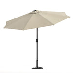 3m Solar Led Patio Umbrella, Outdoor Parasol With 16 Led Tubes, Crank Lift & Push Button Tilt With Resin Base | One Size | Beige