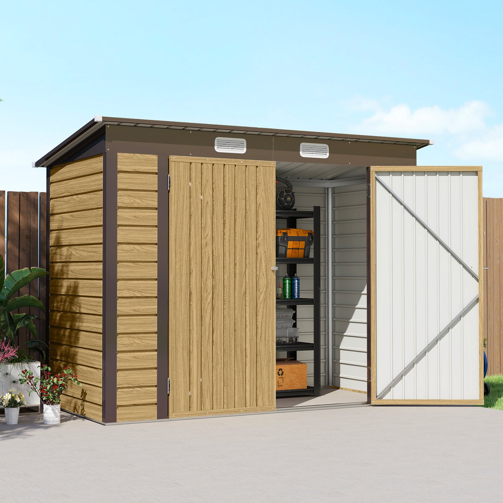 8 X 4ft Metal Garden Storage Shed With Double Doors