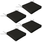 Set Of 4 Outdoor Seat Cushion With Ties, For Patio Furniture | Black
