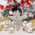 30 Pieces Shatterproof Christmas Tree Ornament Set Xmas Bauble And Snowflake Tree Topper