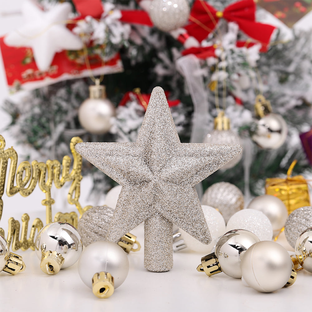 30 Pieces Shatterproof Christmas Tree Ornament Set Xmas Bauble And Snowflake Tree Topper