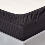 Egyptian Cotton Satin Stripe Fitted Sheet 330 Tc | Small Double | Black