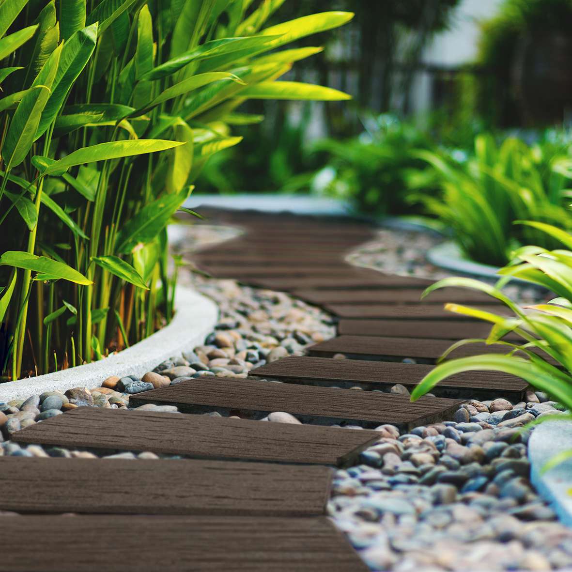 Eco-friendly Rail Sleeper Stepping Stones - Brown | Set of 4 | Brown