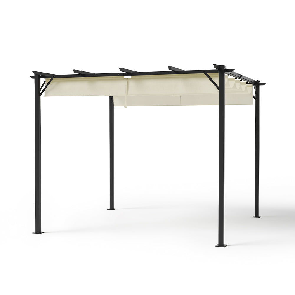 3m X 3m Outdoor Retractable Steel Pergola With Pa-coated Polyester Canopy