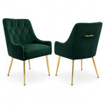 Dining Chairs Upholstered Tufted Velvet Kitchen Chairs | Set of 2 | Green