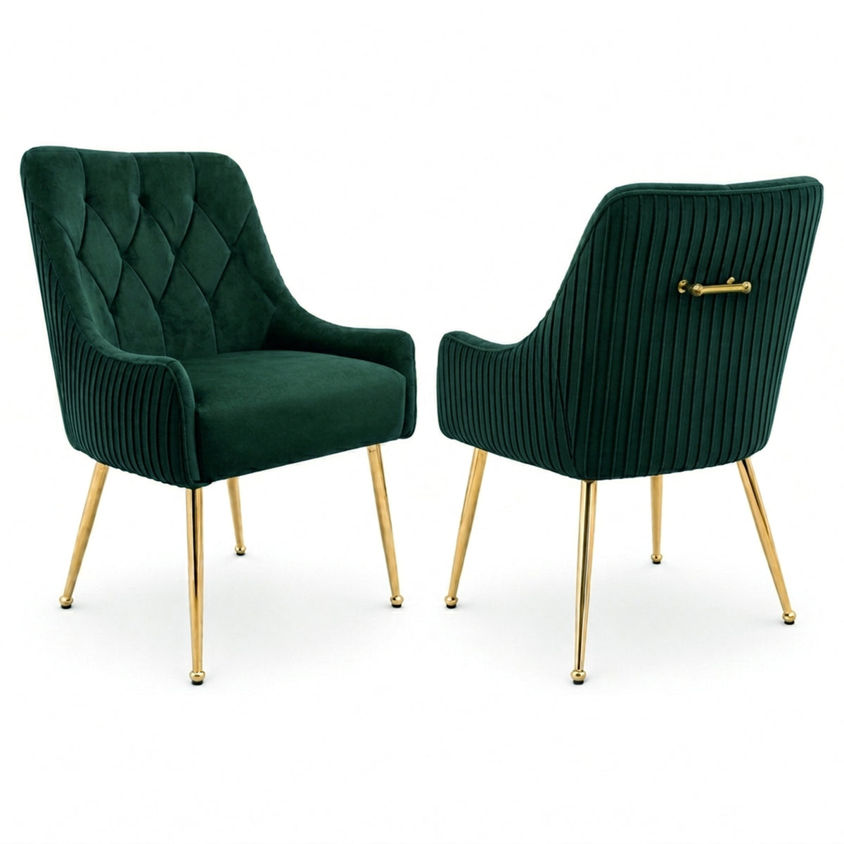 Dining Chairs Upholstered Tufted Velvet Kitchen Chairs | Set of 2 | Green