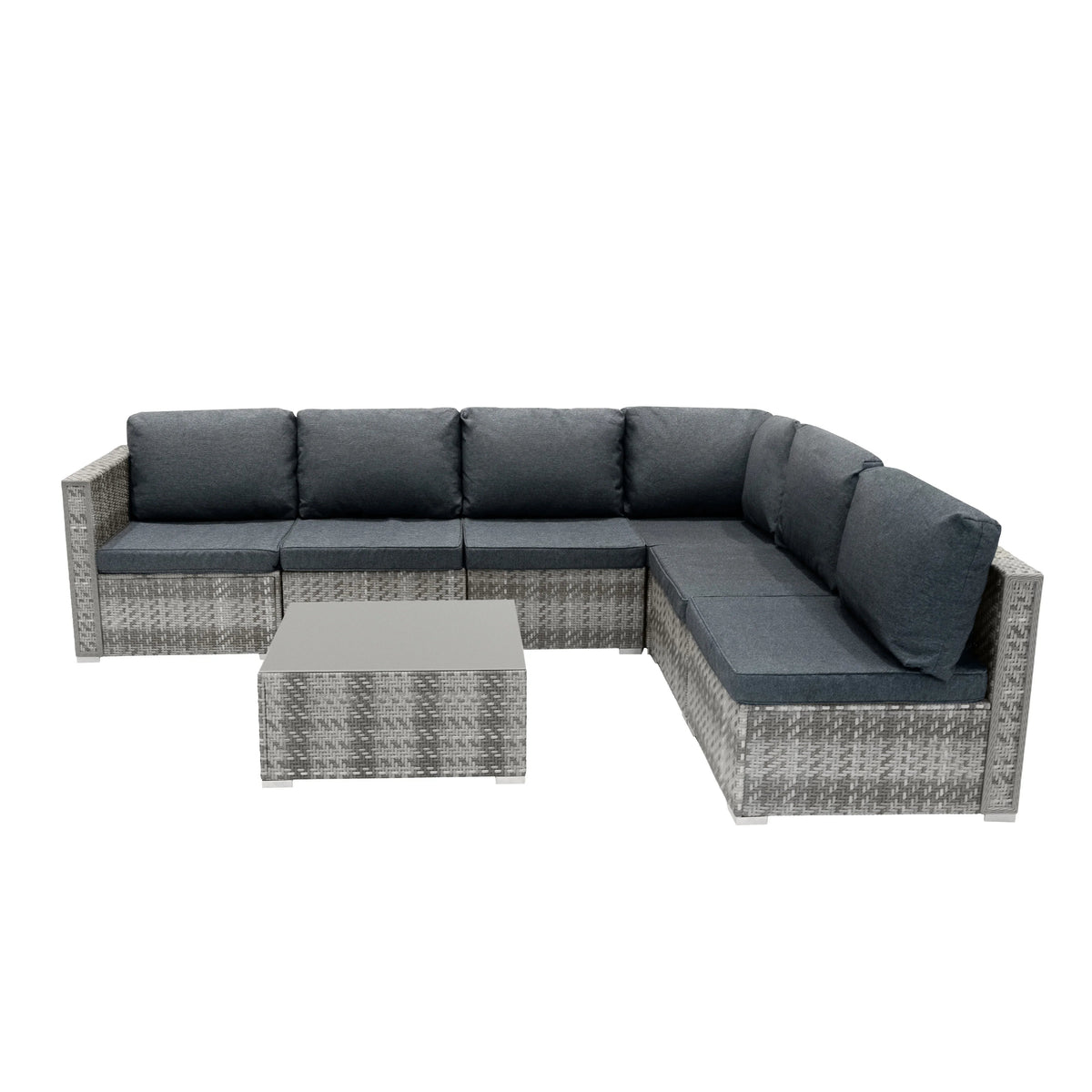 Rattan Modular 7 Piece Furniture Set - Grey | Grey