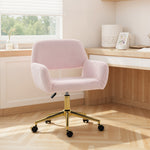 Swivel Office Chair, Vanity Desk Chair With Adjustable Height, Wheels | Pink