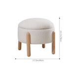Beige Teddy Fur Upholstered Round Storage Ottoman Footrest