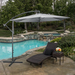 Outdoor 3m Cantilever Garden Parasol With Cross And Fillable Base | One Size | Light Grey