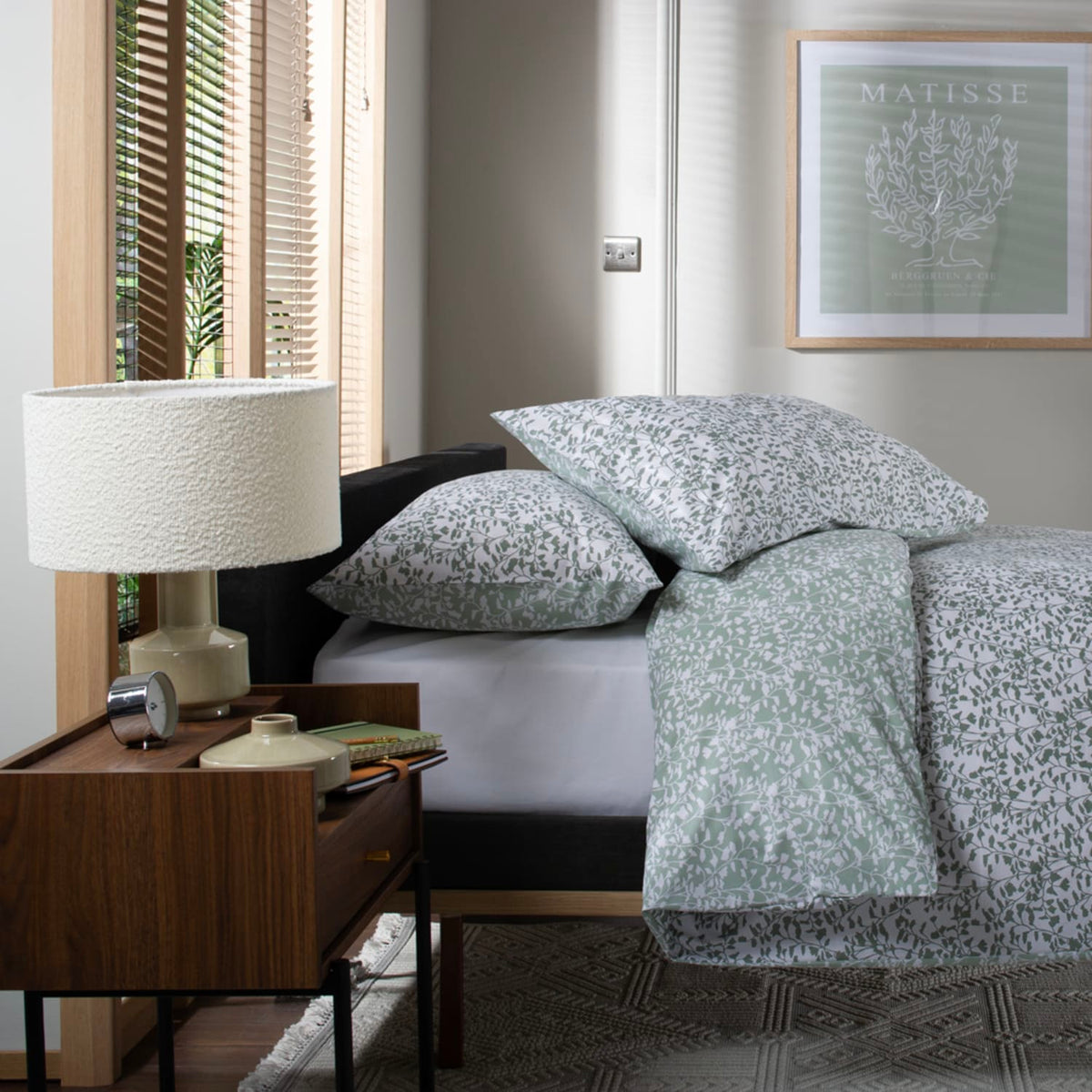 Elsie Cotton Printed Duvet Cover Set | Single | Green