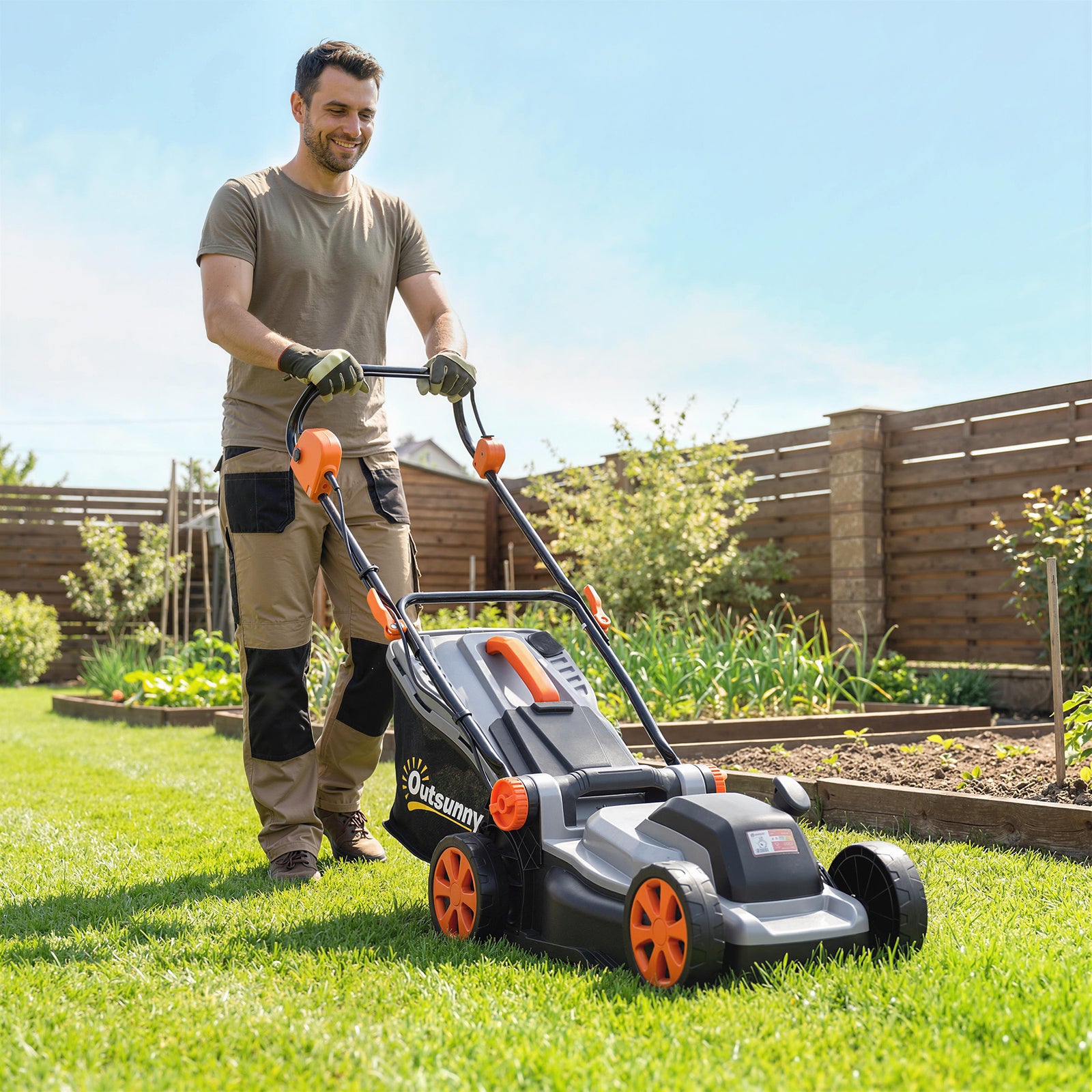 Outsunny 18v Cordless Lawnmower With 2 X 4ah Batteries And Charger