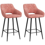 Velvet-touch Bar Stools Counter Set Of 2 | Pink
