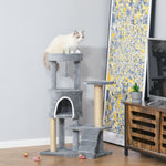 100cm Cat Tree With Climbing Ladder Scratching Post Ball, Light Grey