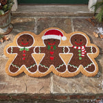 Festive Gingerbread Men Coir Christmas Doormat, 68 X 35 Cm
