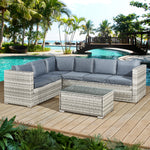 Acorn Rattan 6 Seat Corner Sofa Set | 6 Seat | Dove Grey