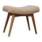 Solid Wood Boucle Cream Curved Bench